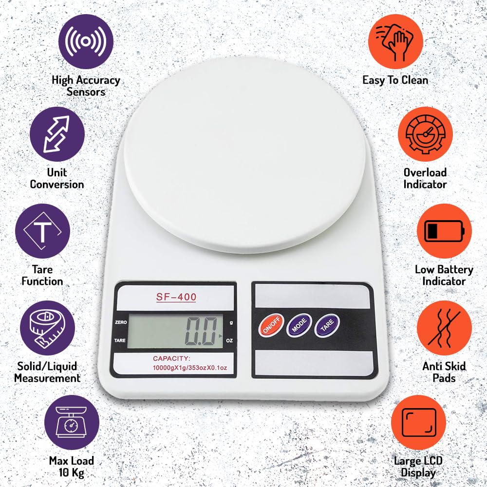 ATOM Digital Kitchen Food Weighing Scale For Healthy Living, Home Baking, Cooking, Fitness & Balanced Diet.