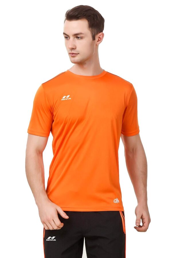 Nivia Men’s Solid Regular Fit Sports T-Shirt (2205XL2_Orange