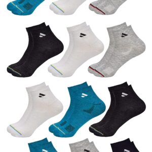 SJeware 12 Pairs Solid Ankle Socks for Men & Women, Multicolor, Pack of 12, Free Size