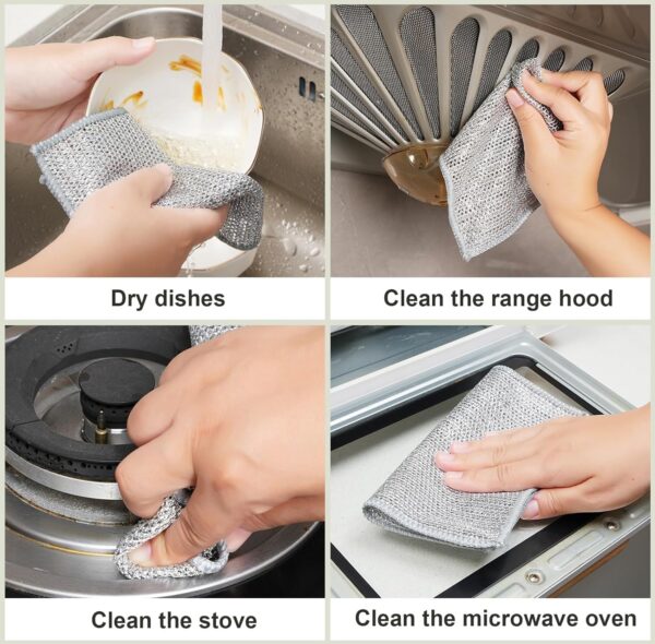 10 Pack Non-Scratch Wire Dishcloth & Gaps Cleaning Brush