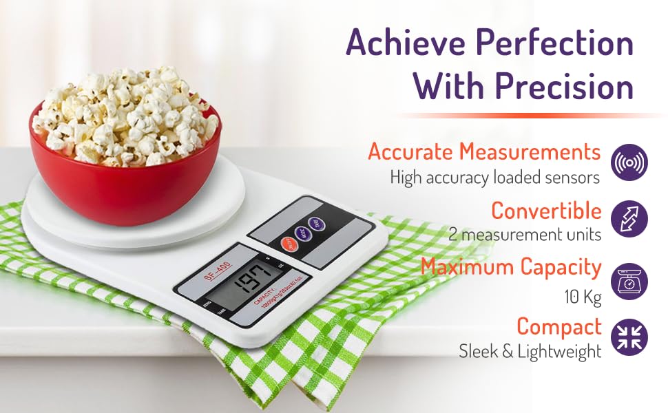 ATOM Digital Kitchen Food Weighing Scale For Healthy Living, Home Baking, Cooking, Fitness & Balanced Diet.