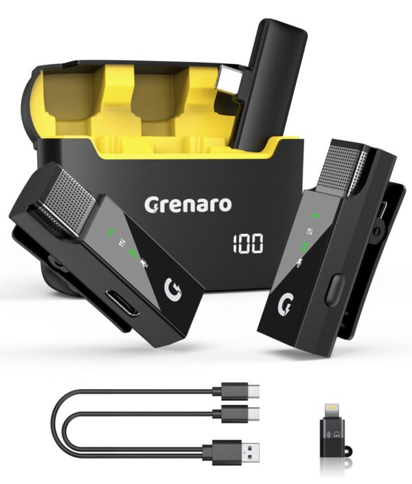 GRENARO S13 Pro Wireless Mic with Digital Display Charging C…